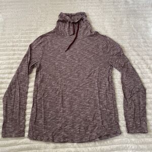 Express Women’s Drawstring Cowl Neck Tunic Casual Cotton Blend Burgundy Size S